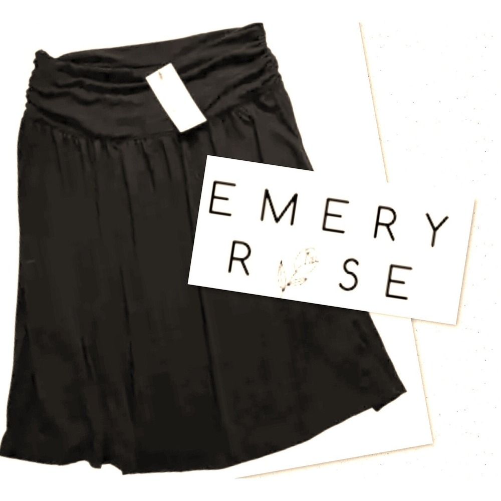 Emery Rose NEW Women's Large NWT Ruched Wideband Waist Skirt Black NWT CUTE - Picture 2 of 15